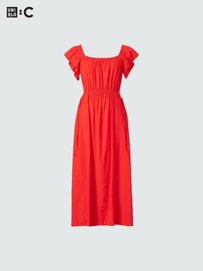 Uniqlo Gathered Open Back Short Sleeve Dress